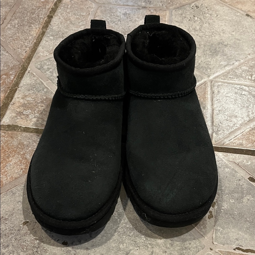 UGG Ultra Mini Black Ankle Boots